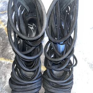 Elegant Black Strappy Heels by Giuseppe Zanotti
